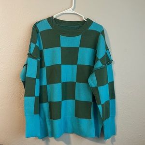 Oversized checkered sweater